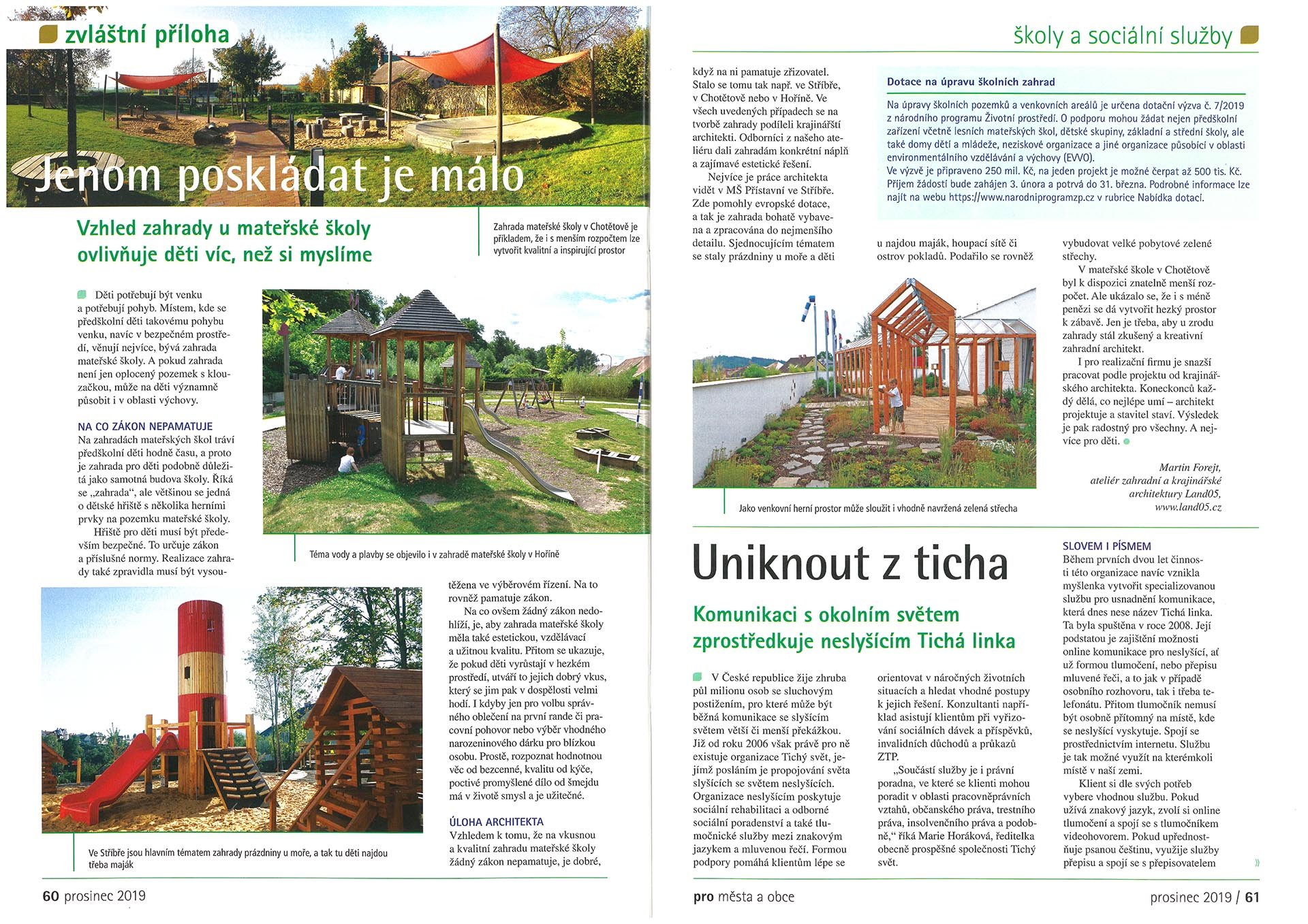 Magazine Pro města a obce 12/2019 - Garden Design for Nursery Schools